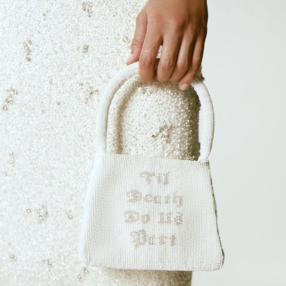 Clio Peppiatt Handbags - Clio Peppiatt “Til Death Do Us Part” Beaded Bag (White)